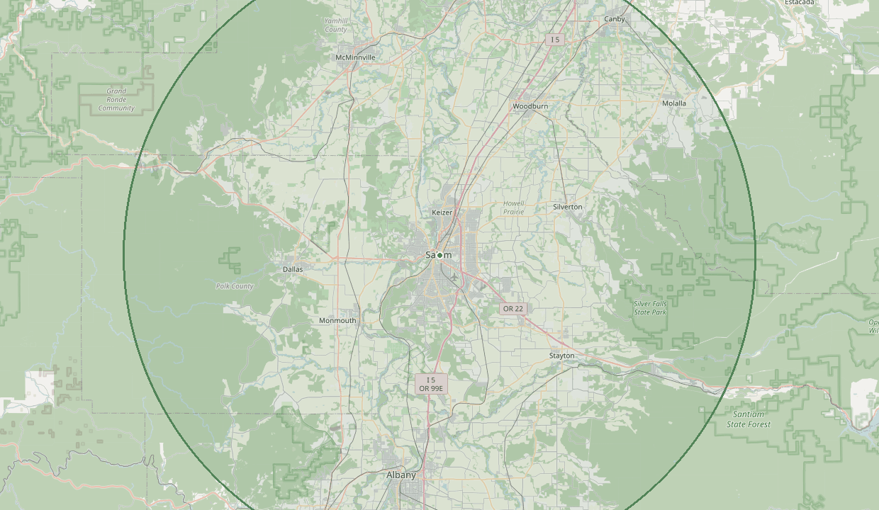 Map of the area Valley Crest Roofing LLC serves